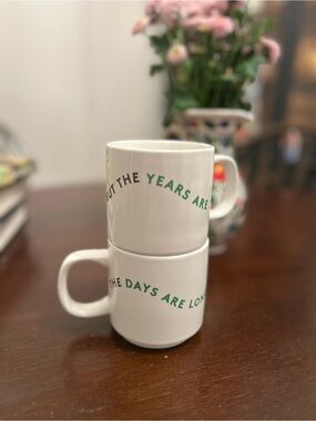Lovevery Stackable Mugs with Green Text - Set of 2